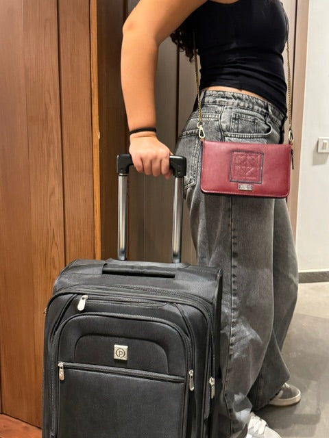 Red Convertible Leather Purse