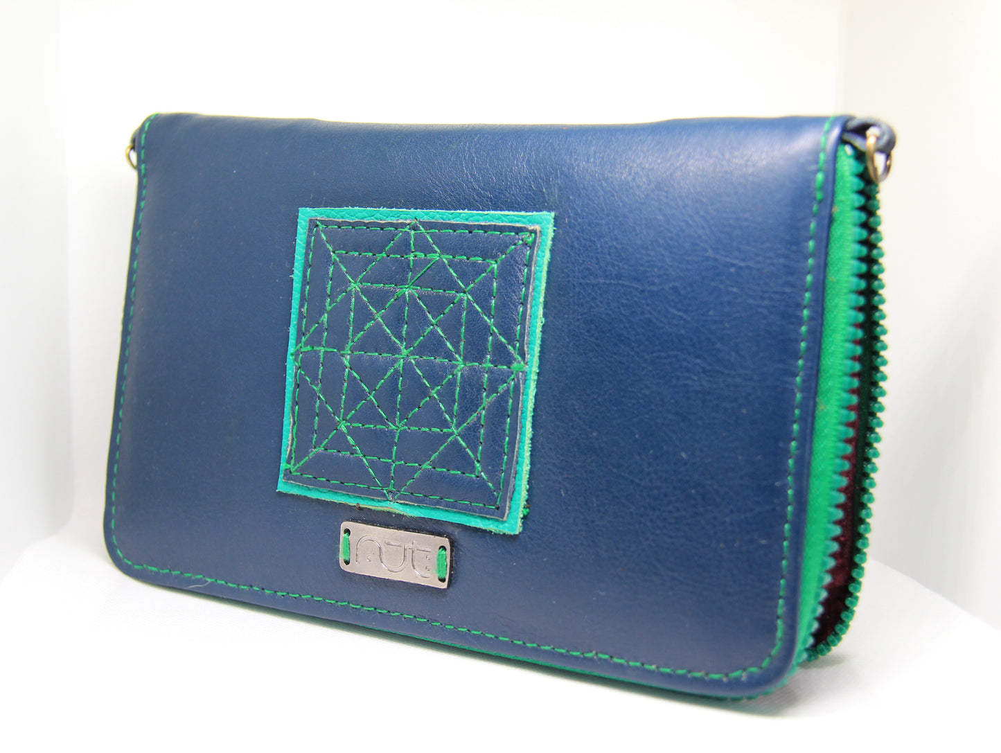 Blue Convertible Leather Purse