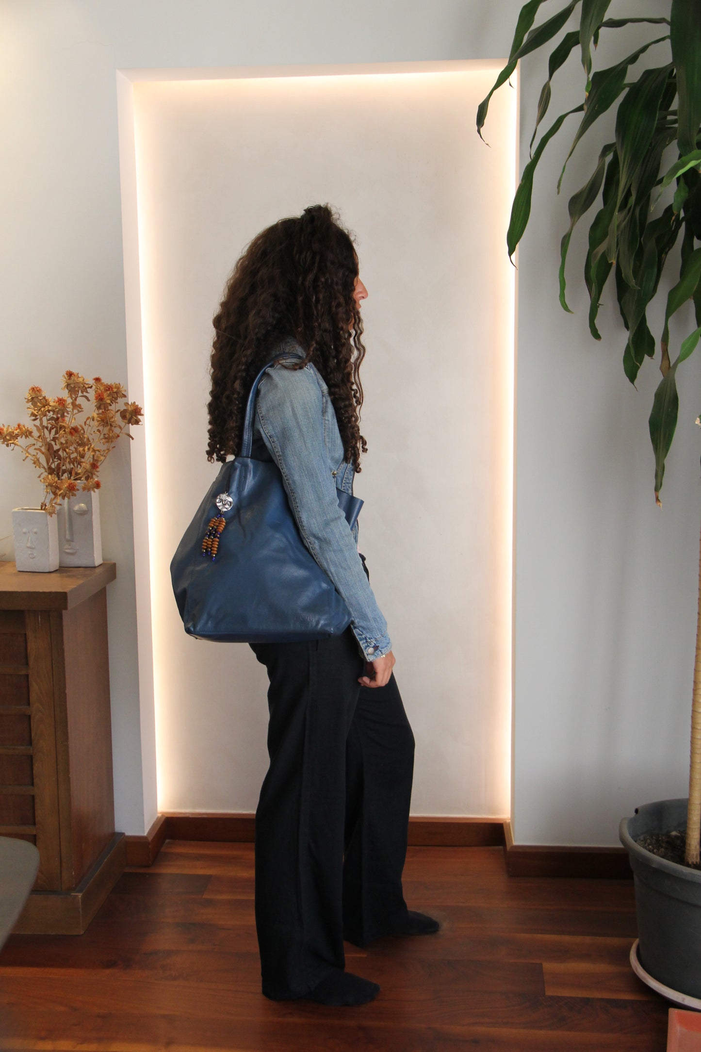 Genuine Leather Bag Blue