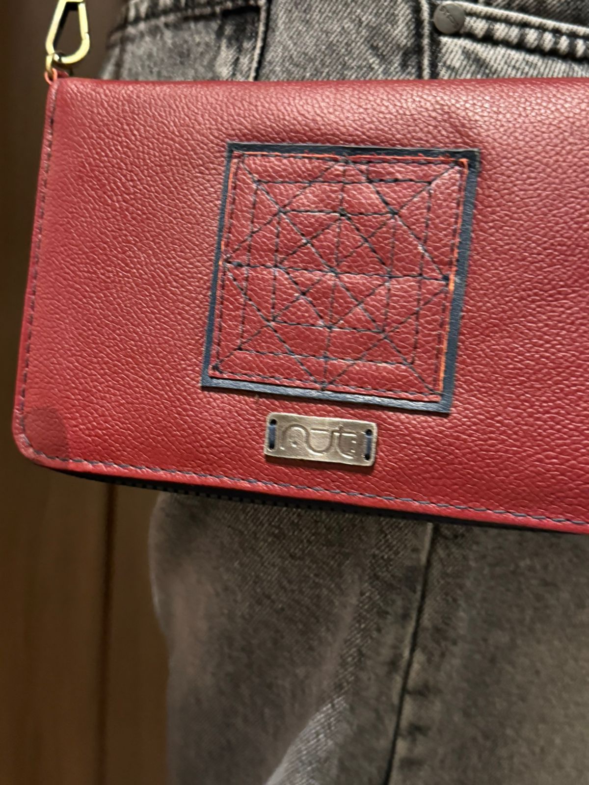 Red Convertible Leather Purse