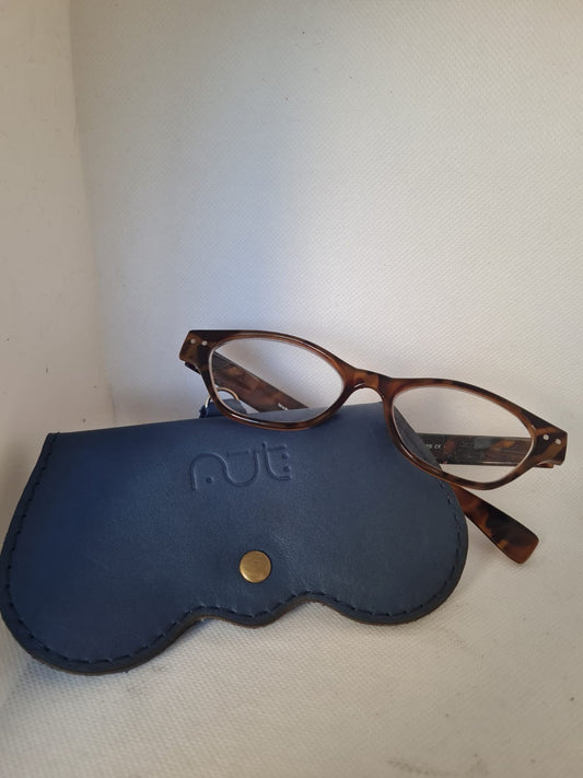 Genuine Leather Sunglasses Cover - Blue