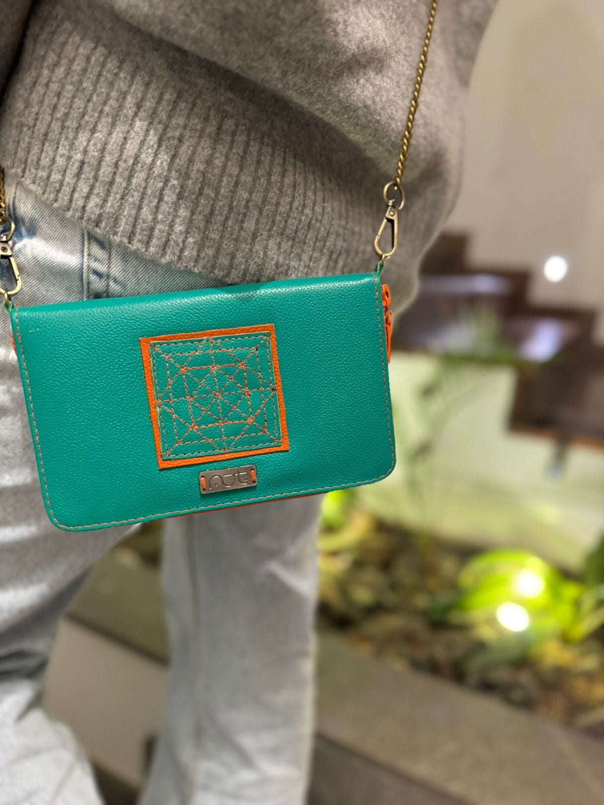 Green Convertible Leather Purse