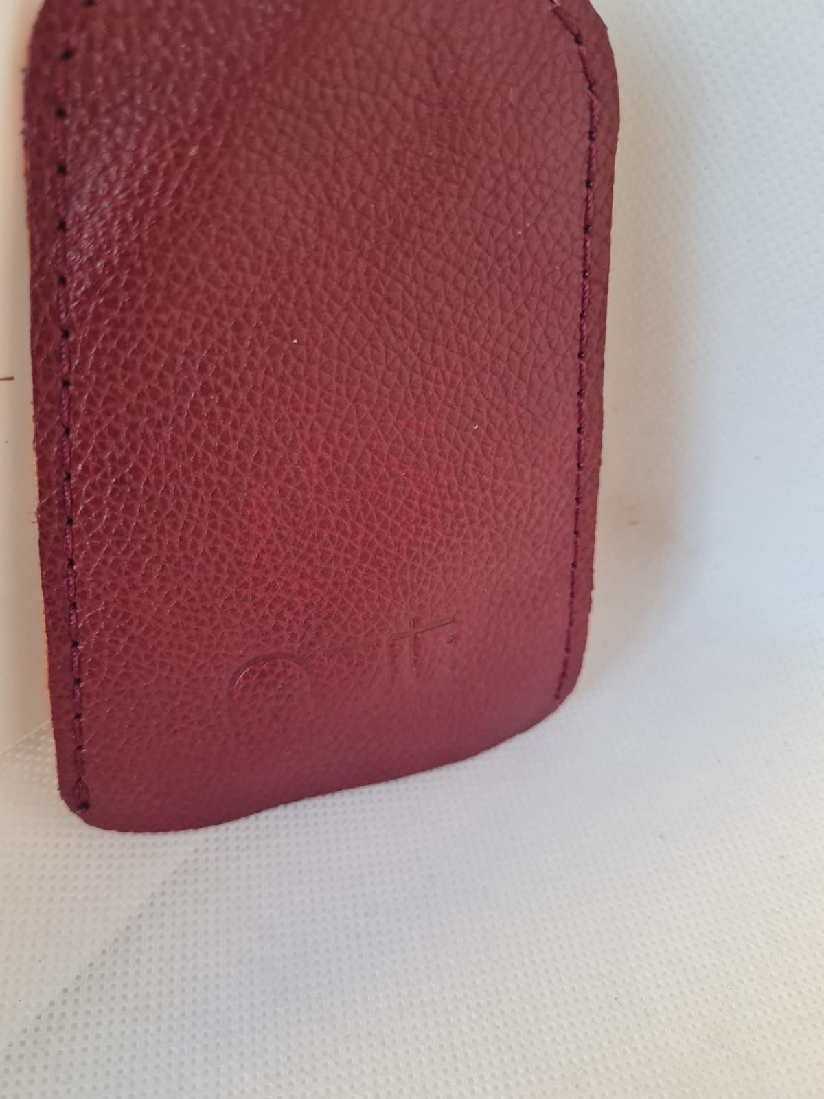 Genuine Leather Keychain- Red