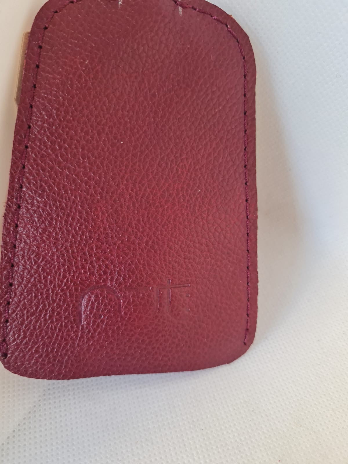 Genuine Leather Keychain- Red