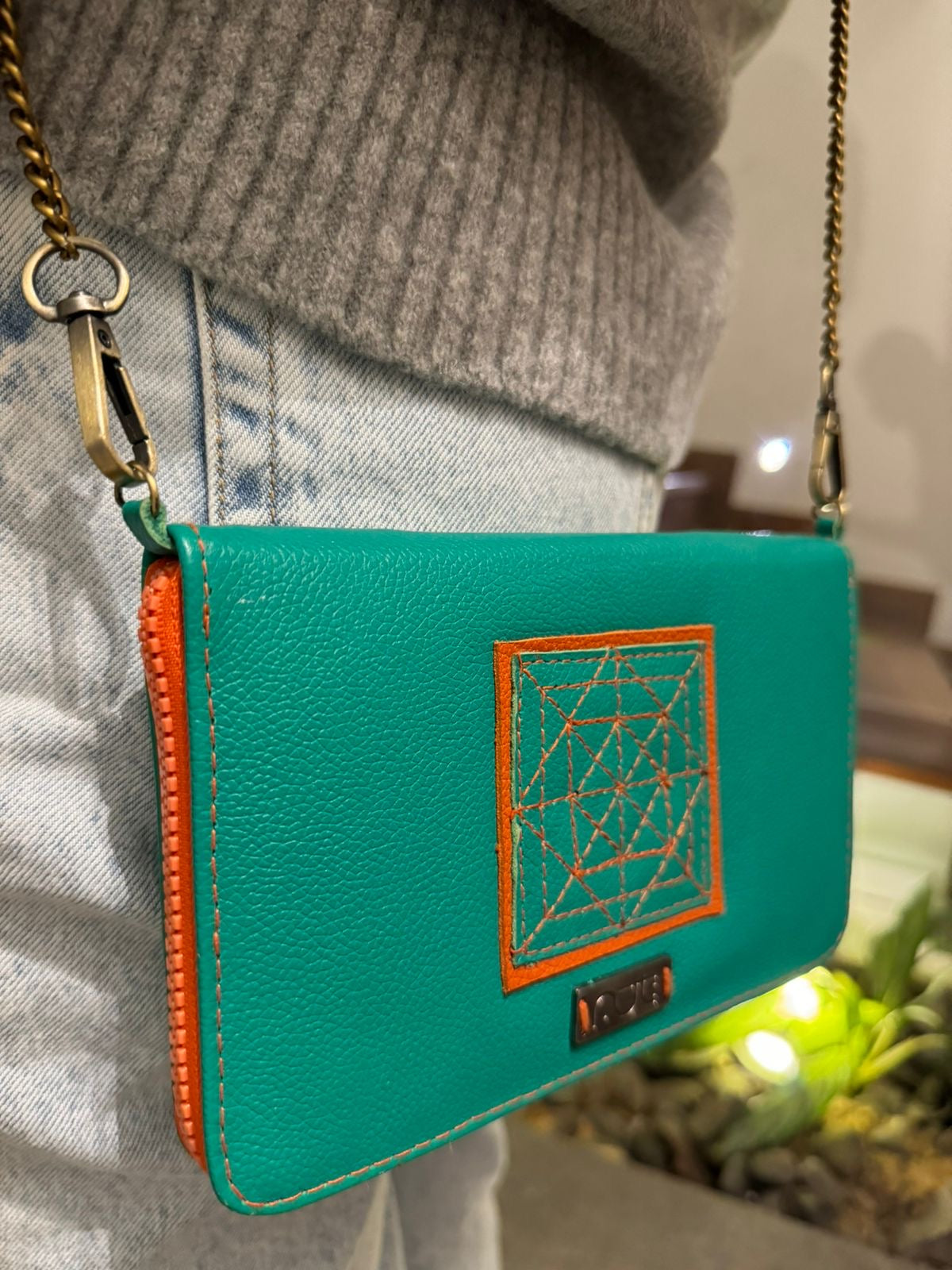 Green Convertible Leather Purse