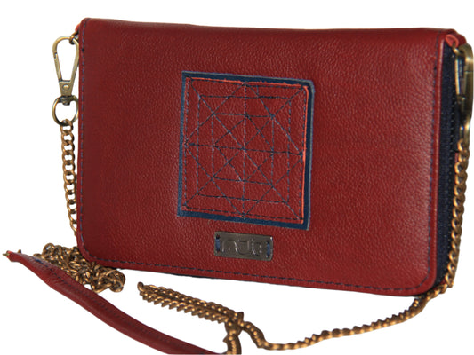 Red Convertible Leather Purse