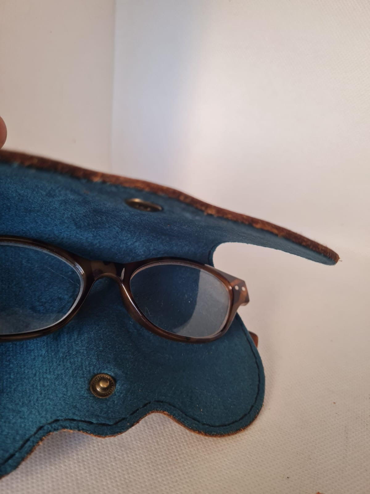 Genuine Leather Sunglasses Cover - Blue