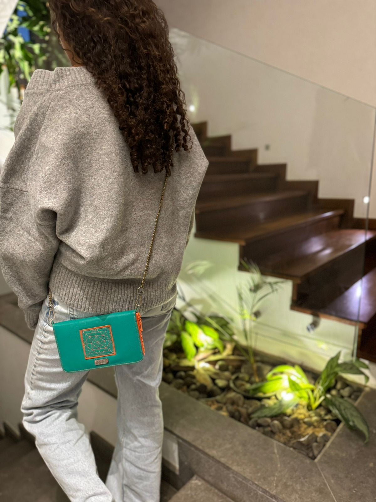 Green Convertible Leather Purse