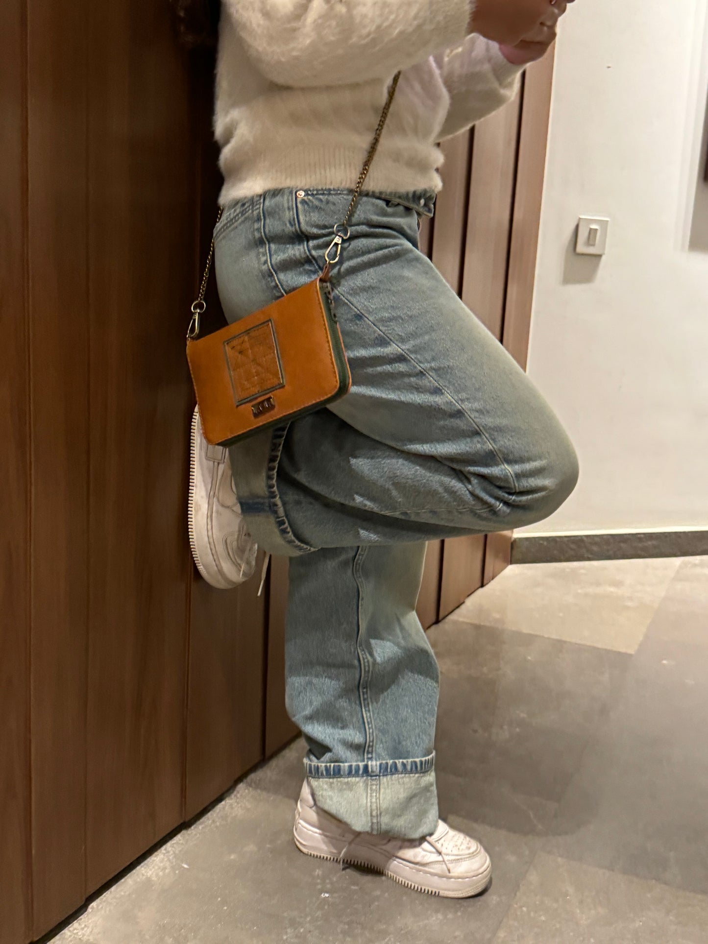 Camel Convertible Leather Purse