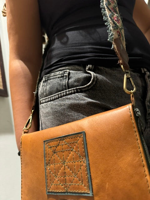 Camel Convertible Leather Purse
